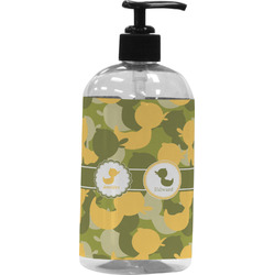 Rubber Duckie Camo Plastic Soap / Lotion Dispenser (16 oz - Large - Black) (Personalized)