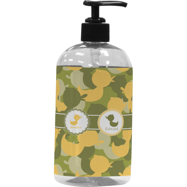 Custom Rubber Duckie Camo Plastic Soap / Lotion Dispenser (16 oz - Large - Black) (Personalized)