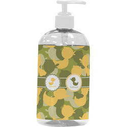 Rubber Duckie Camo Plastic Soap / Lotion Dispenser (16 oz - Large - White) (Personalized)