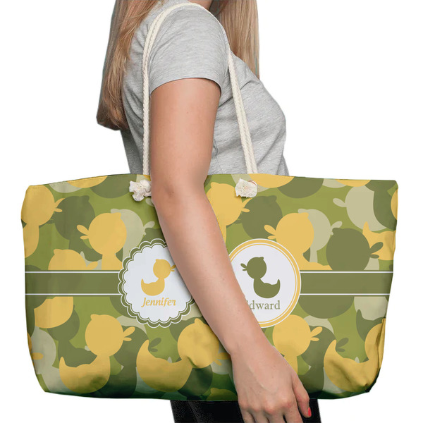 Rubber Duckie Camo Large Rope Tote Bag - In Context View