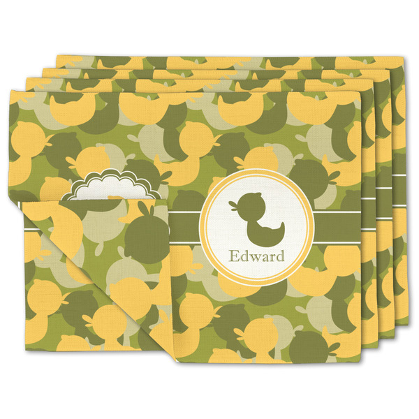 Custom Rubber Duckie Camo Double-Sided Linen Placemat - Set of 4 w/ Multiple Names