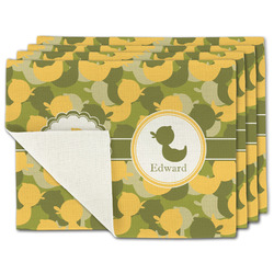 Rubber Duckie Camo Single-Sided Linen Placemat - Set of 4 w/ Multiple Names