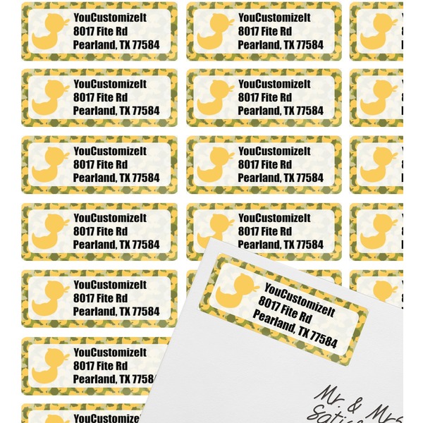Rubber Duckie Camo Mailing Label on Envelope - Multiple Labels