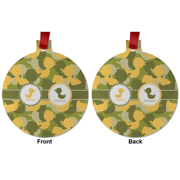 Rubber Duckie Camo Metal Ball Ornament - Front and Back