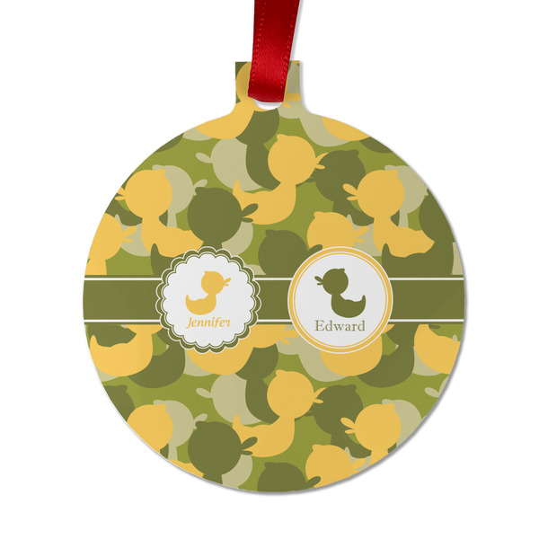 Custom Rubber Duckie Camo Metal Ball Ornament - Double Sided w/ Multiple Names