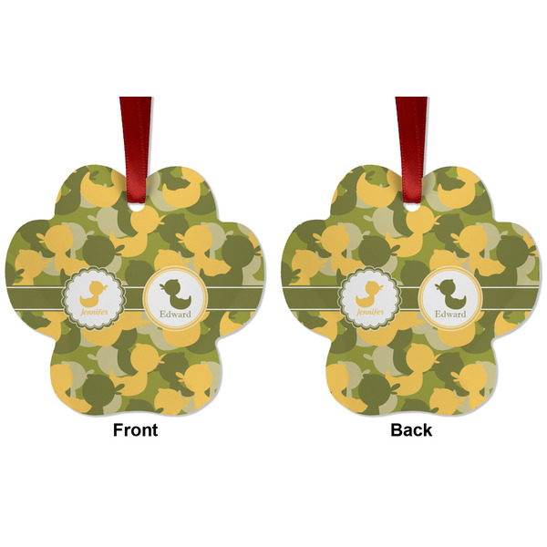 Rubber Duckie Camo Metal Paw Ornament - Front and Back