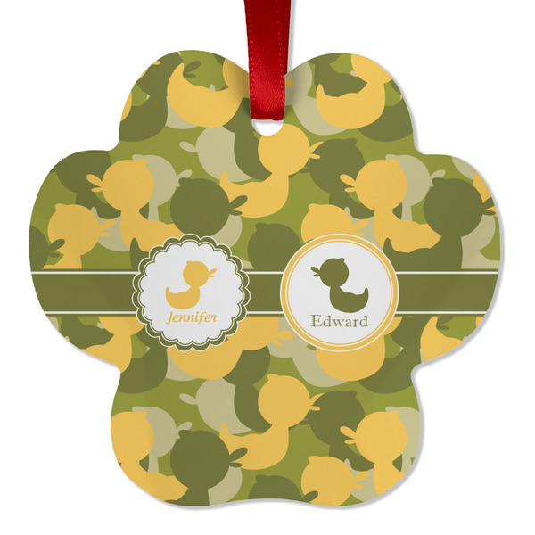 Custom Rubber Duckie Camo Metal Paw Ornament - Double Sided w/ Multiple Names