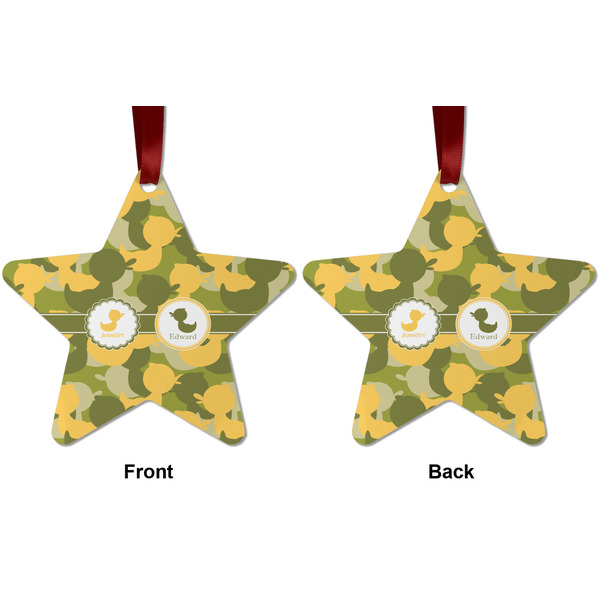 Rubber Duckie Camo Metal Star Ornament - Front and Back