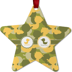 Rubber Duckie Camo Metal Star Ornament - Double Sided w/ Multiple Names