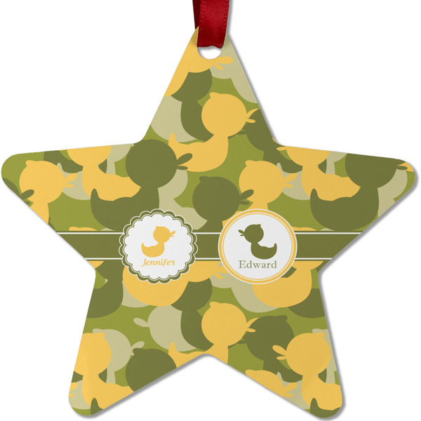 Custom Rubber Duckie Camo Metal Star Ornament - Double Sided w/ Multiple Names