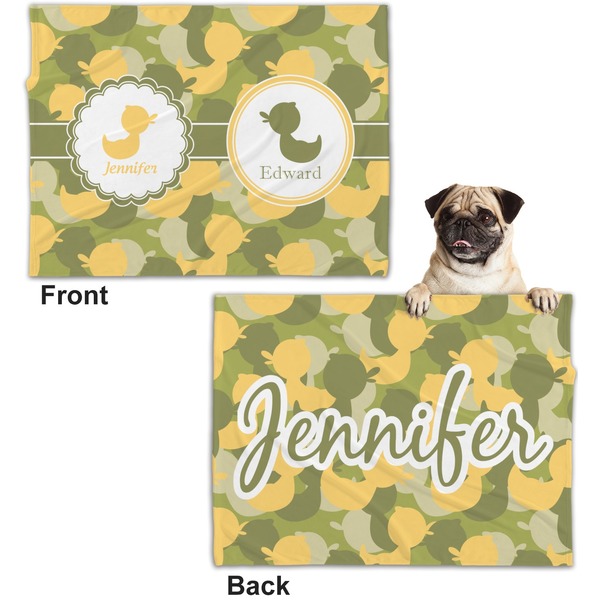 Rubber Duckie Camo Microfleece Dog Blanket - Regular - Front & Back