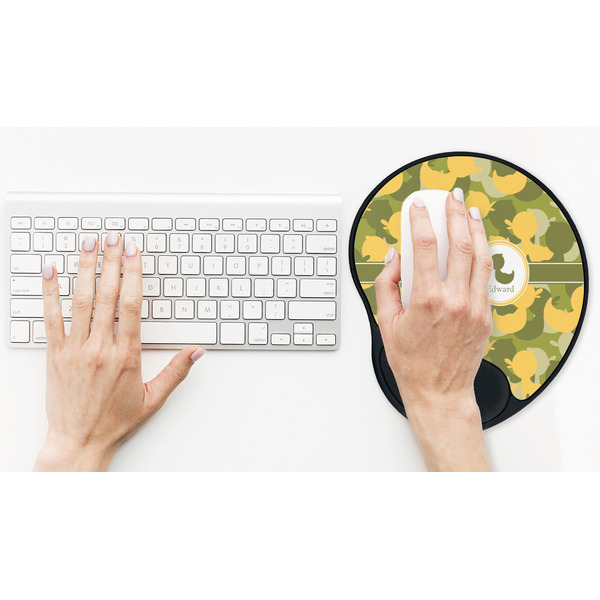Rubber Duckie Camo Mouse Pad with Wrist Rest - LIFESYTLE 2 (in use)