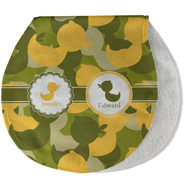 Rubber Duckie Camo New Baby Burp Folded