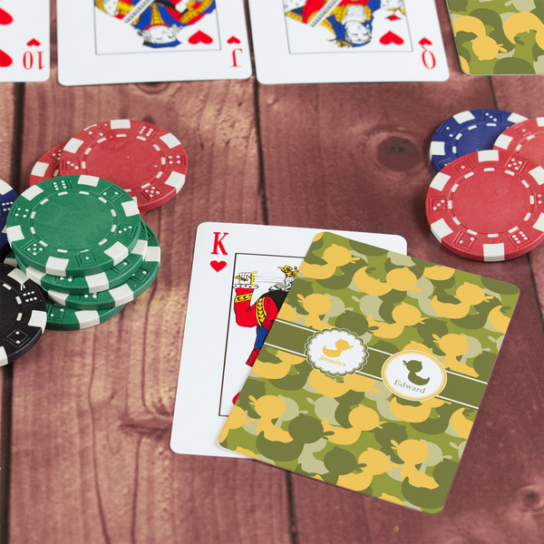 Rubber Duckie Camo On Table with Poker Chips