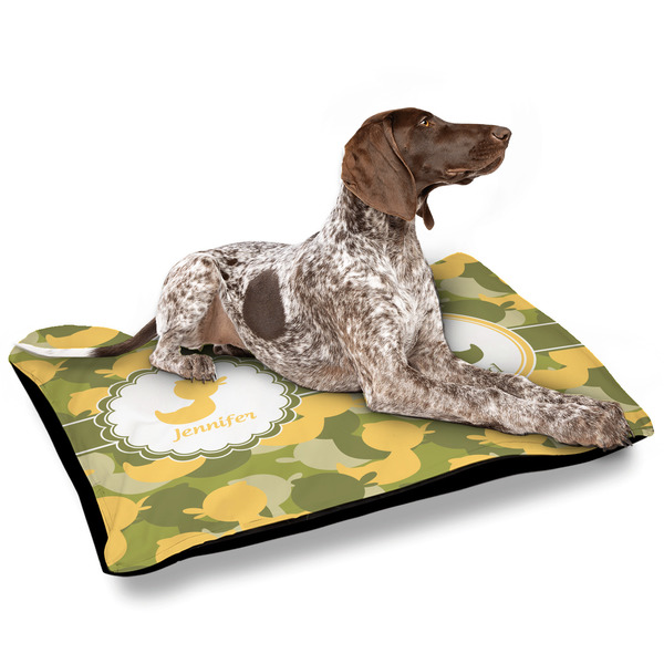 Rubber Duckie Camo Outdoor Dog Beds - Large - IN CONTEXT