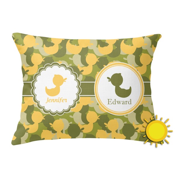 Custom Rubber Duckie Camo Outdoor Throw Pillow (Rectangular) (Personalized)