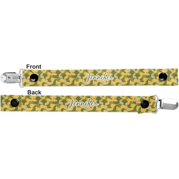 Rubber Duckie Camo Pacifier Clip - Front and Back