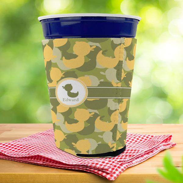 Rubber Duckie Camo Party Cup Sleeves - with bottom - Lifestyle