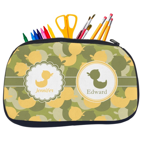 Custom Rubber Duckie Camo Neoprene Pencil Case - Medium w/ Multiple Names