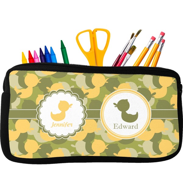 Custom Rubber Duckie Camo Neoprene Pencil Case - Small w/ Multiple Names