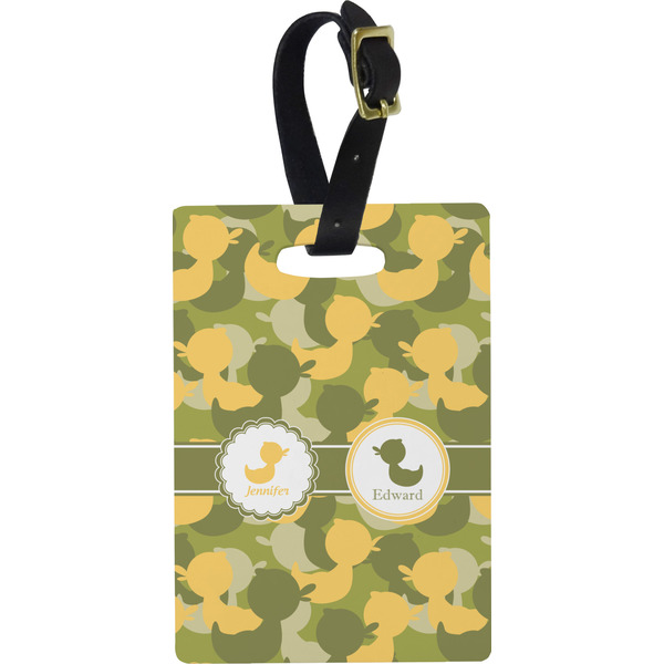 Custom Rubber Duckie Camo Plastic Luggage Tag - Rectangular w/ Multiple Names