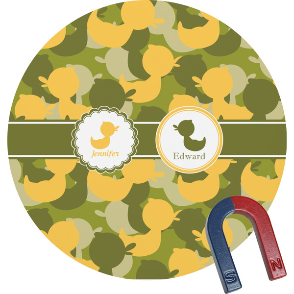 Custom Rubber Duckie Camo Round Fridge Magnet (Personalized)