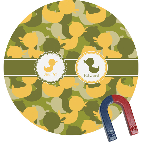 Custom Rubber Duckie Camo Round Fridge Magnet (Personalized)