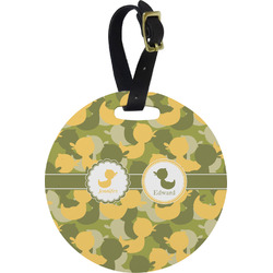 Rubber Duckie Camo Plastic Luggage Tag - Round (Personalized)