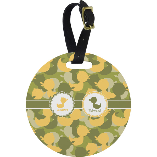 Custom Rubber Duckie Camo Plastic Luggage Tag - Round (Personalized)