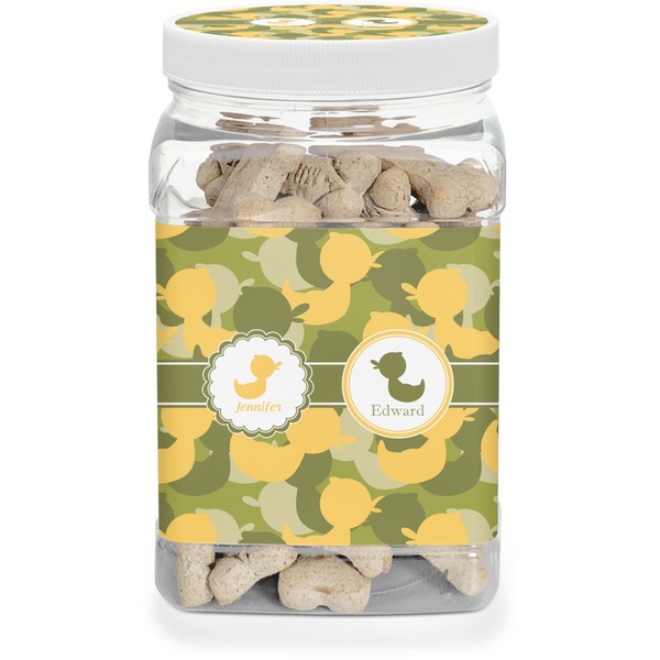 Custom Rubber Duckie Camo Dog Treat Jar (Personalized)