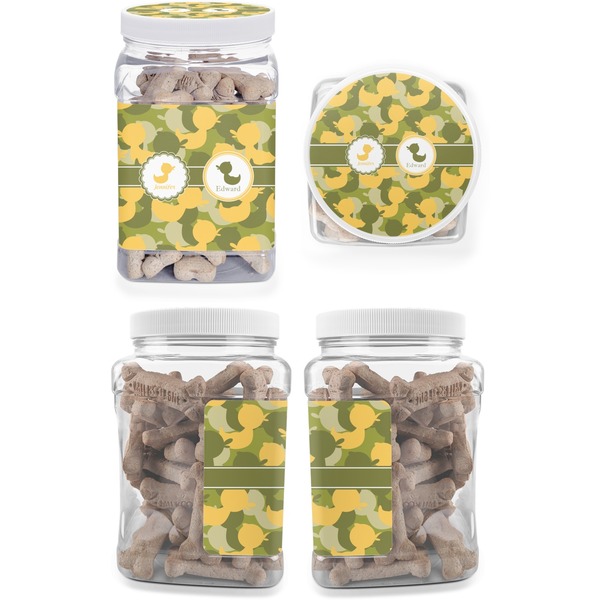 Rubber Duckie Camo Pet Treat Jar - Multiple Angles