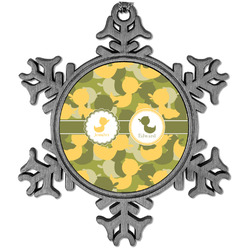 Rubber Duckie Camo Vintage Snowflake Ornament (Personalized)