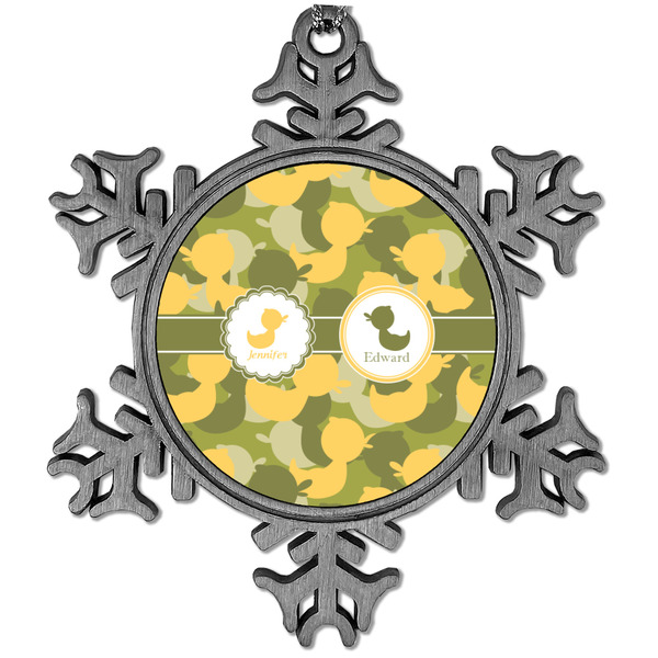 Custom Rubber Duckie Camo Vintage Snowflake Ornament (Personalized)