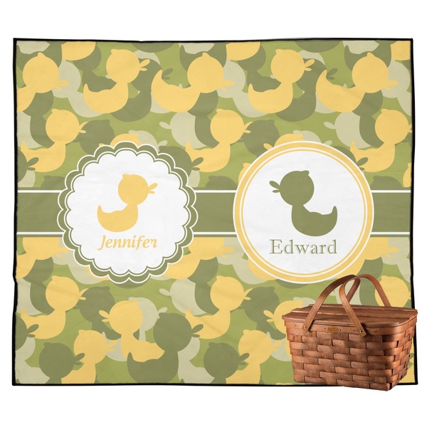 Custom Rubber Duckie Camo Outdoor Picnic Blanket (Personalized)