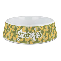 Rubber Duckie Camo Plastic Dog Bowl - Large (Personalized)