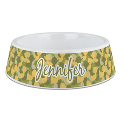 Rubber Duckie Camo Plastic Dog Bowl - Large (Personalized)