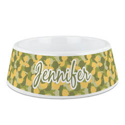 Rubber Duckie Camo Plastic Dog Bowl (Personalized)