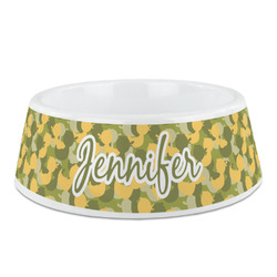 Rubber Duckie Camo Plastic Dog Bowl - Medium (Personalized)