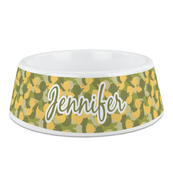 Custom Rubber Duckie Camo Plastic Dog Bowl - Medium (Personalized)
