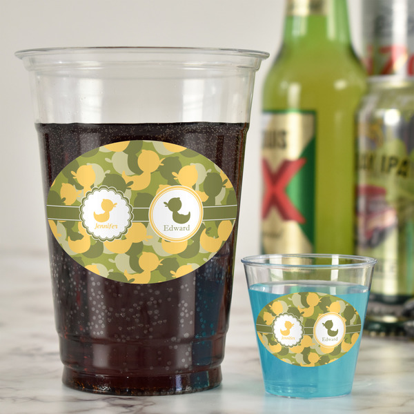 Rubber Duckie Camo Plastic Shot Glasses - In Context