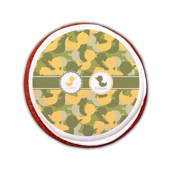 Rubber Duckie Camo Printed Icing Circle - Small - On Cookie
