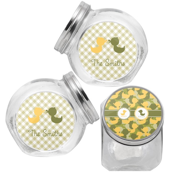 Rubber Duckie Camo Puppy Treat Jar - Top Left Right