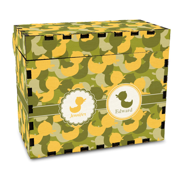 Custom Rubber Duckie Camo Wood Recipe Box - Full Color Print (Personalized)