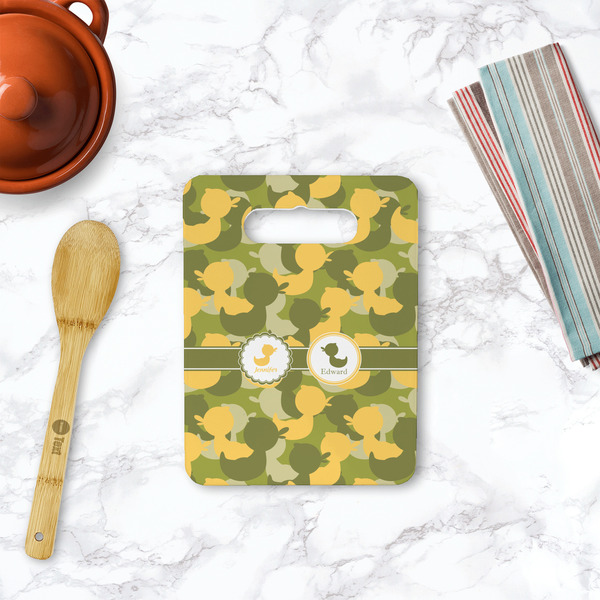 Rubber Duckie Camo Rectangle Trivet with Handle - LIFESTYLE