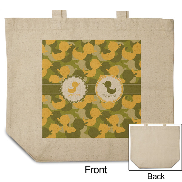 Rubber Duckie Camo Reusable Cotton Grocery Bag - Front & Back View