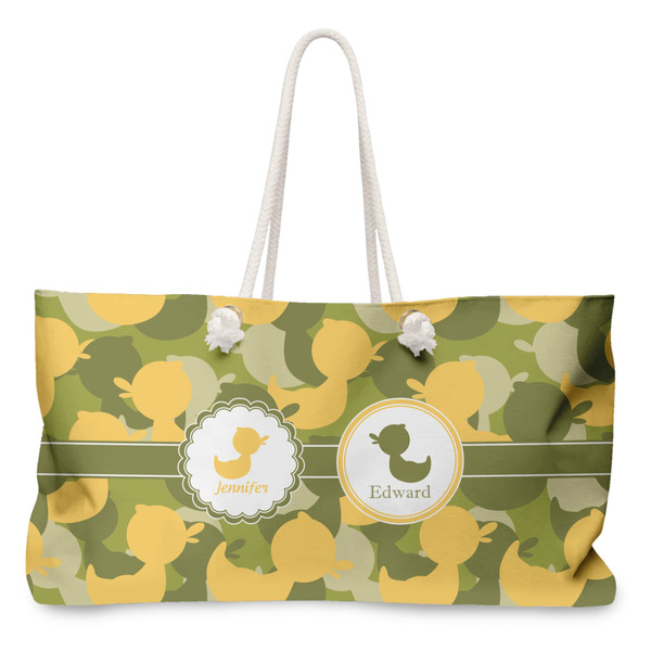 Custom Rubber Duckie Camo Large Tote Bag with Rope Handles (Personalized)