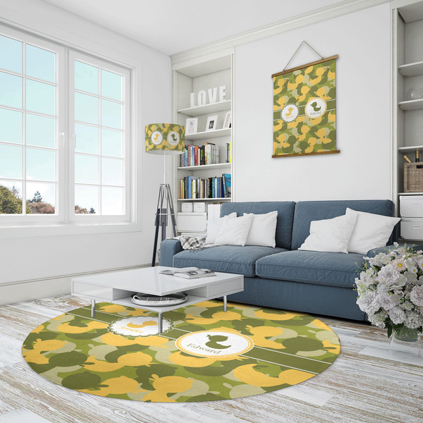 Rubber Duckie Camo Round Area Rug - IN CONTEXT