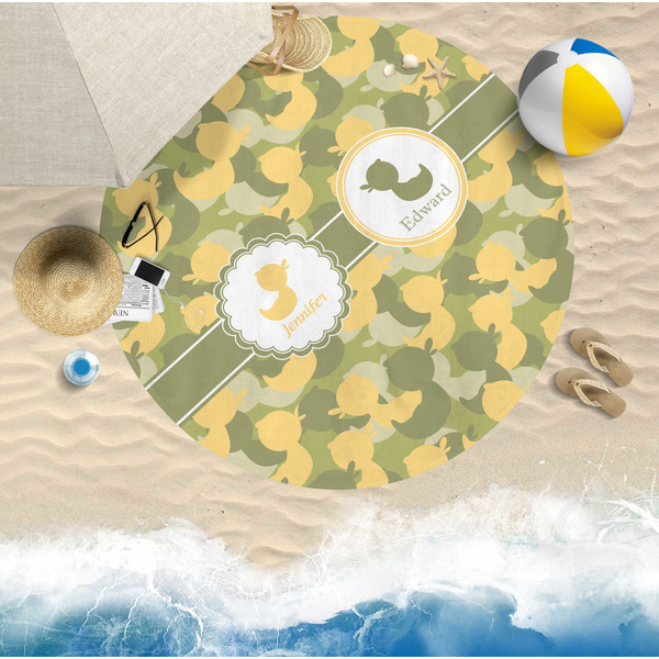 Rubber Duckie Camo Round Beach Towel Lifestyle