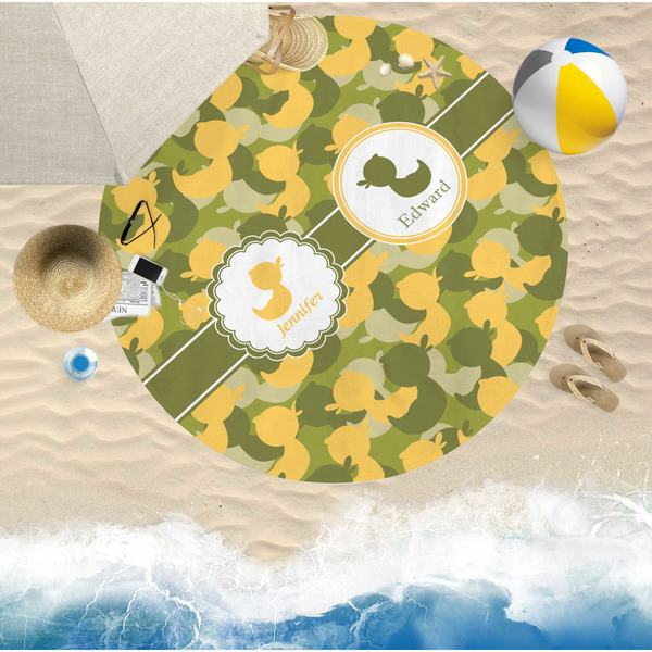 Rubber Duckie Camo Round Beach Towel Lifestyle