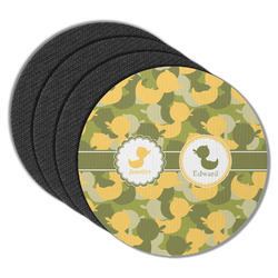 Rubber Duckie Camo Round Rubber Backed Coasters - Set of 4 (Personalized)